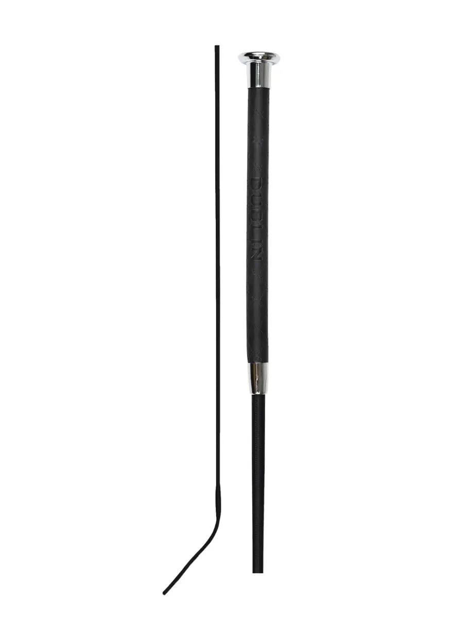Dublin Fancy Stitch Leather Dressage Whip - Black