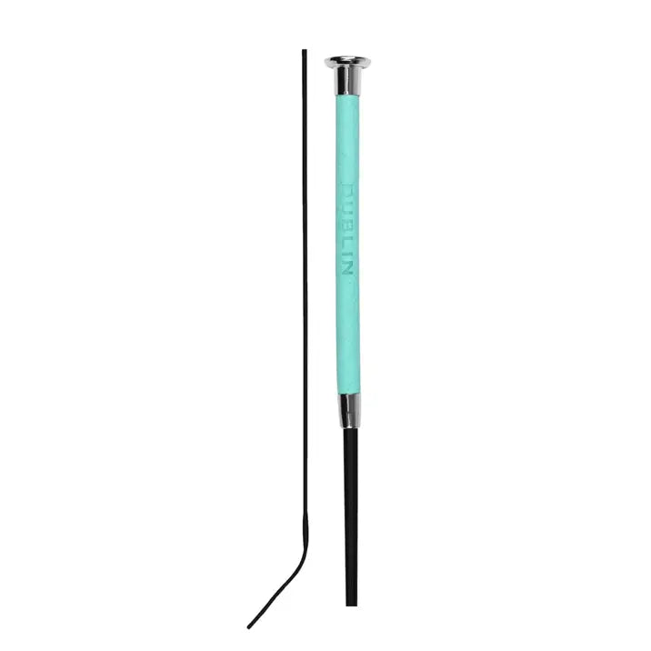 Dublin Fancy Stitch Leather Dressage Whip - Turquoise