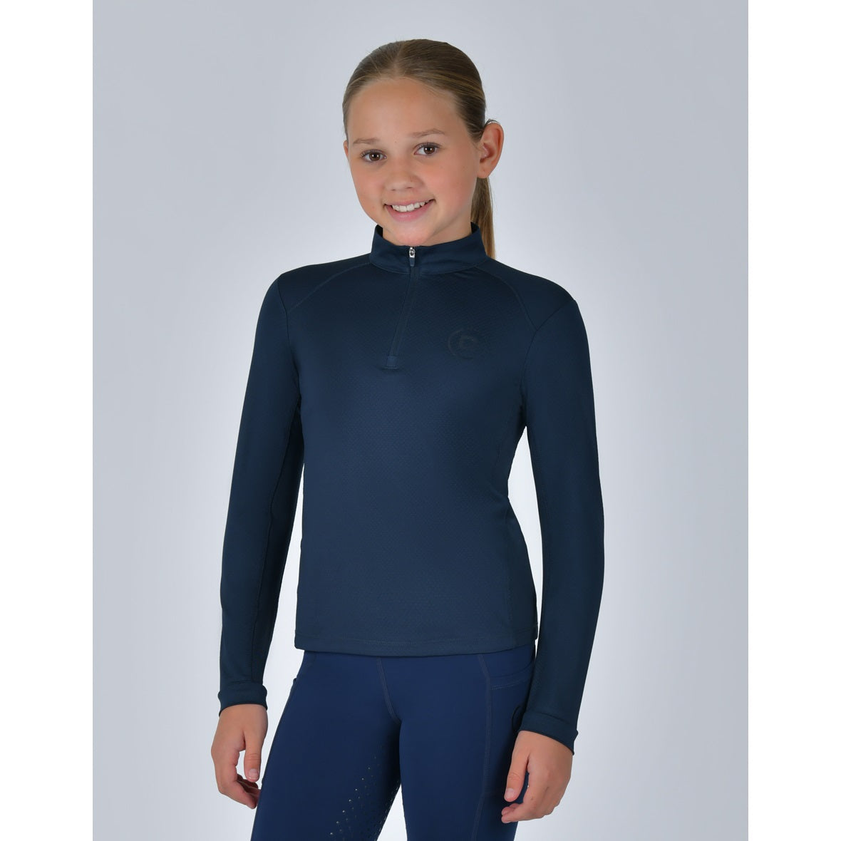 Dublin Kids Breathable Long Sleeved Riding Top - Navy