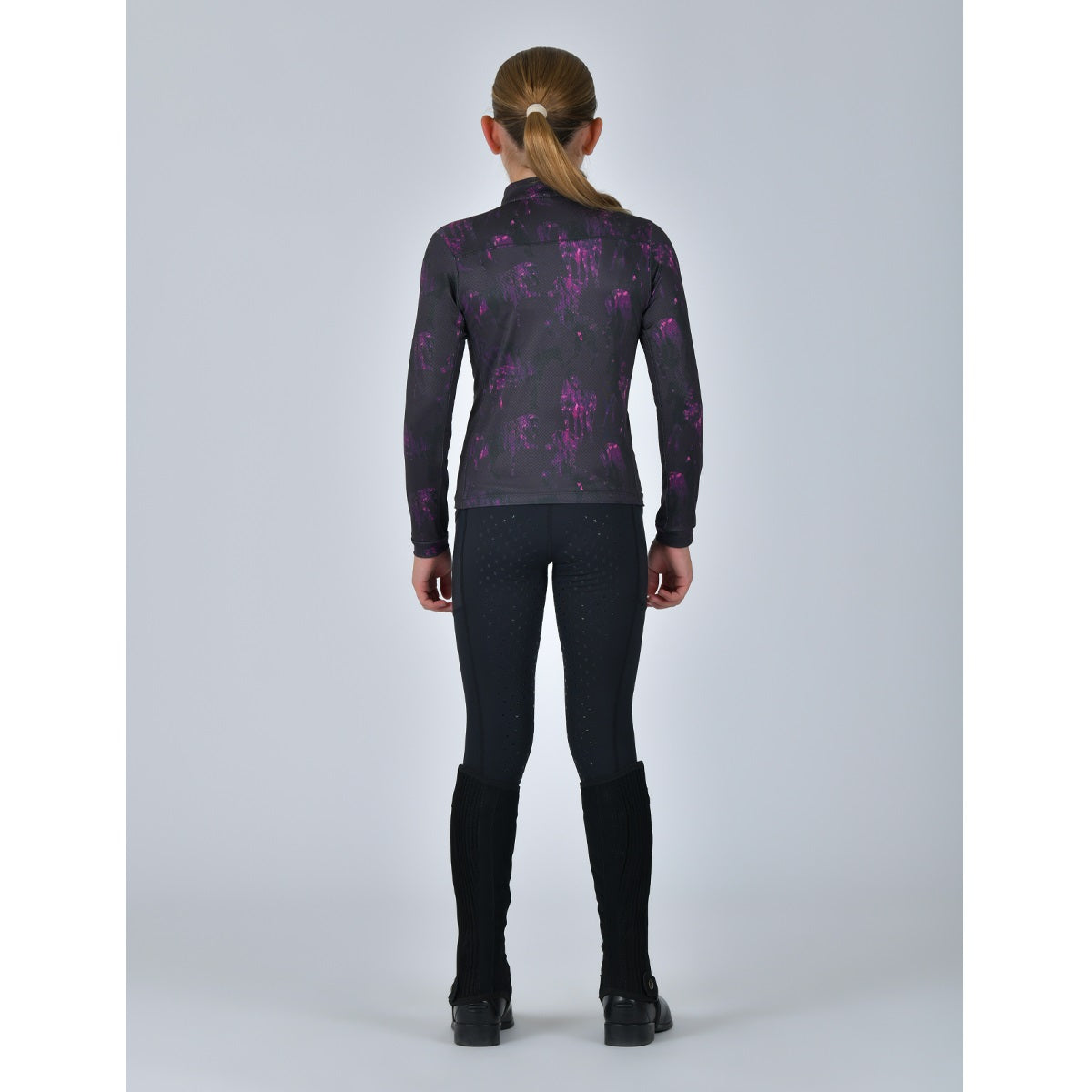 Dublin Kids Breathable Long Sleeved Riding Top - Purple Violet Back