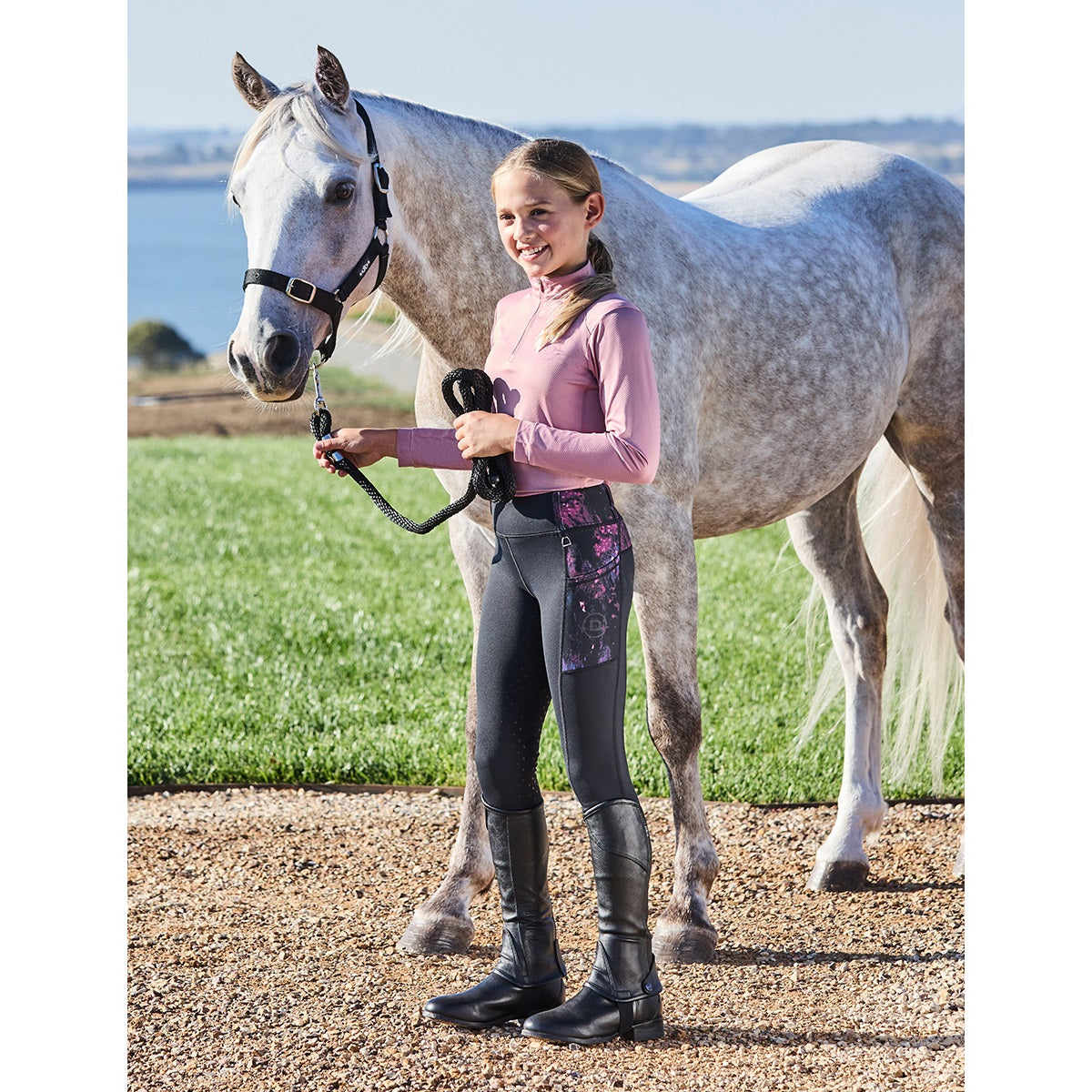 Dublin Kids Form Riding Tights - Purple Terrain Lifestyle