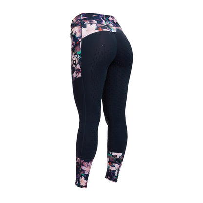 Dublin Ladies Form Riding Tights - Ivory Floral Back