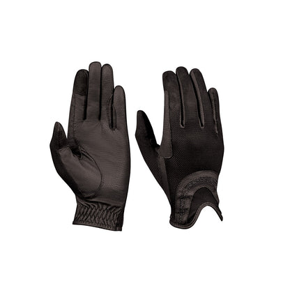 Dublin Pull On Glitter Mesh Back Riding Gloves - Black