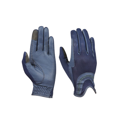 Dublin Pull On Glitter Mesh Back Riding Gloves - Navy