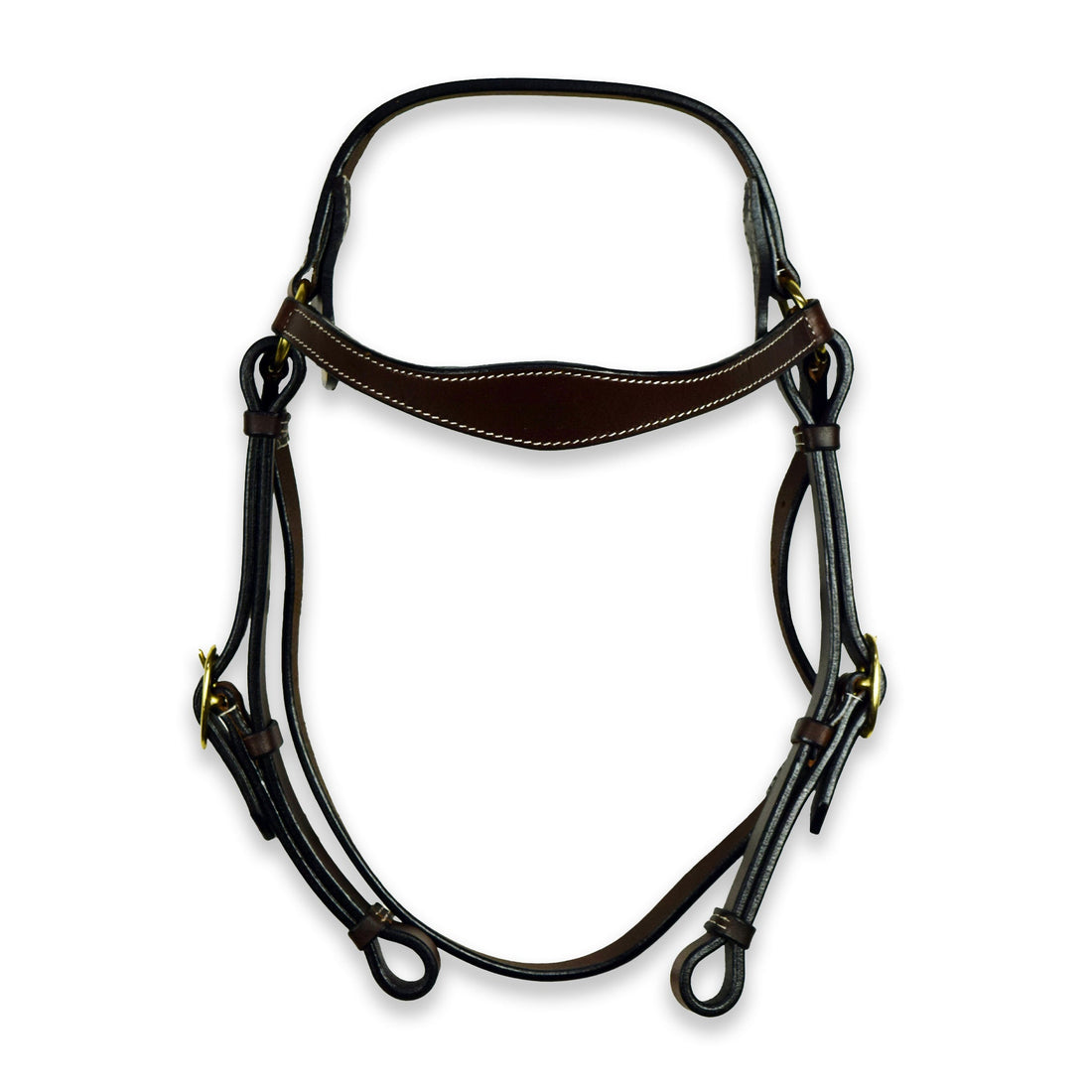 Ezy Ride Bridle Barcoo with Shaped Brow and Brass Buckles - Brown