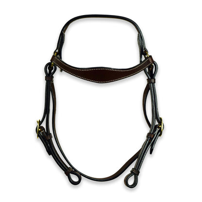 Ezy Ride Bridle Barcoo with Shaped Brow and Brass Buckles - Brown