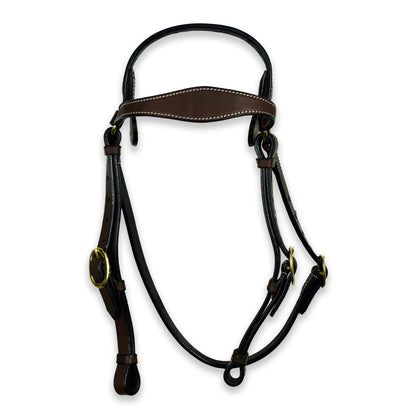 Ezy Ride Bridle Barcoo with Shaped Brow and Brass Buckles - Chocolate