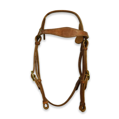Ezy Ride Bridle Barcoo with Shaped Brow and Brass Buckles - Natural Harness