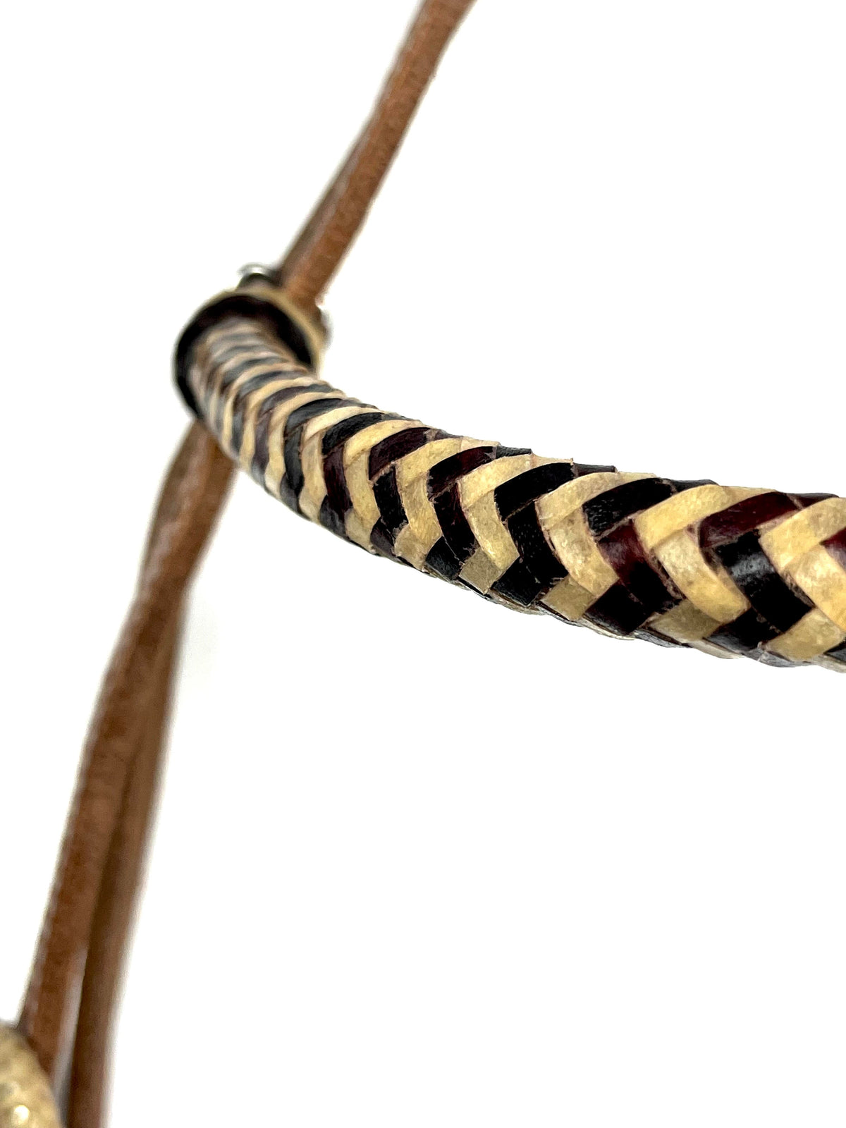 Ezy Ride Bridle Brow Harness Leather with Rawhide Plaited Brow and Buckles - 4