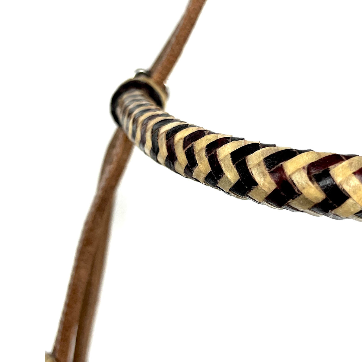 Ezy Ride Bridle Brow Harness Leather with Rawhide Plaited Brow and Buckles - 5