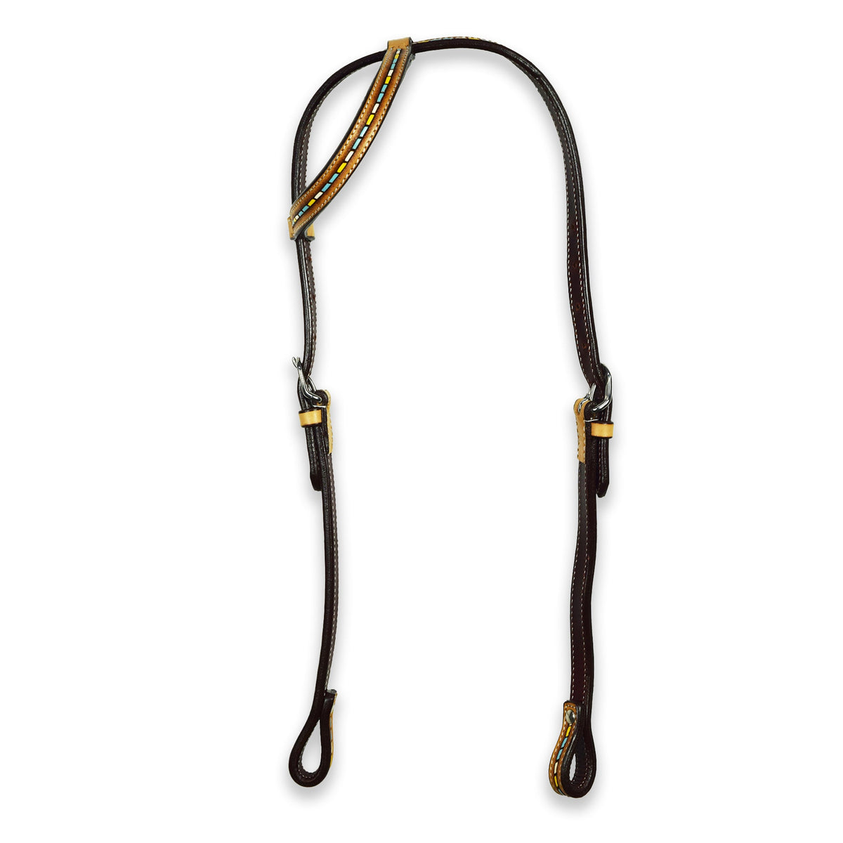 Ezy Ride Bridle One Ear with Multi Coloured Inlay Harness