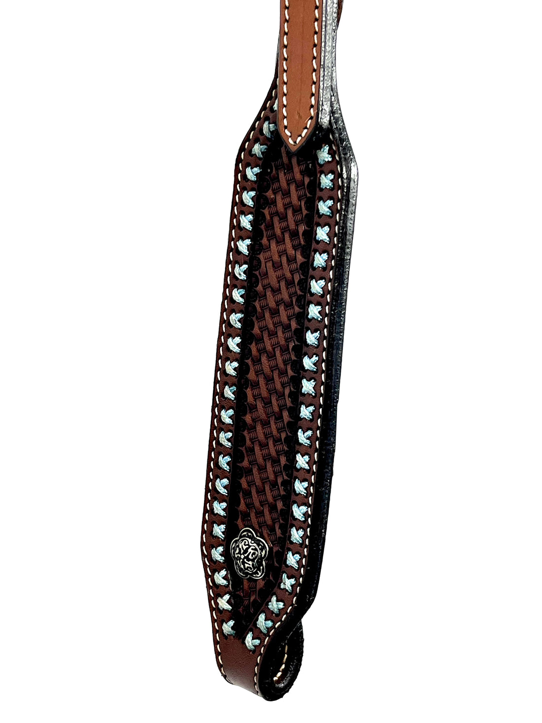Ezy Ride Bridle Wide Brow with Turquoise Lace and Basket Stamped - 2