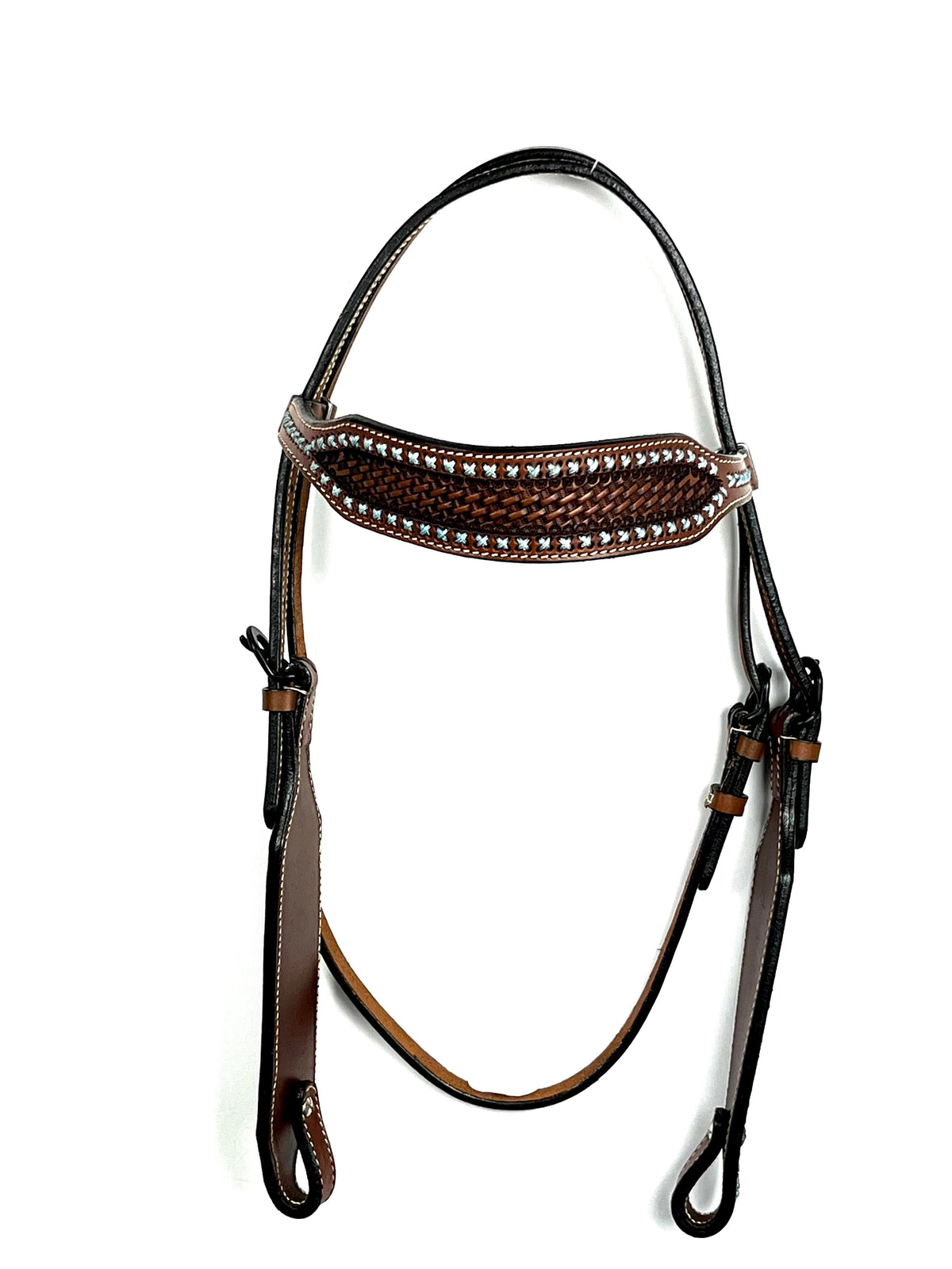 Ezy Ride Bridle Wide Brow with Turquoise Lace and Basket Stamped