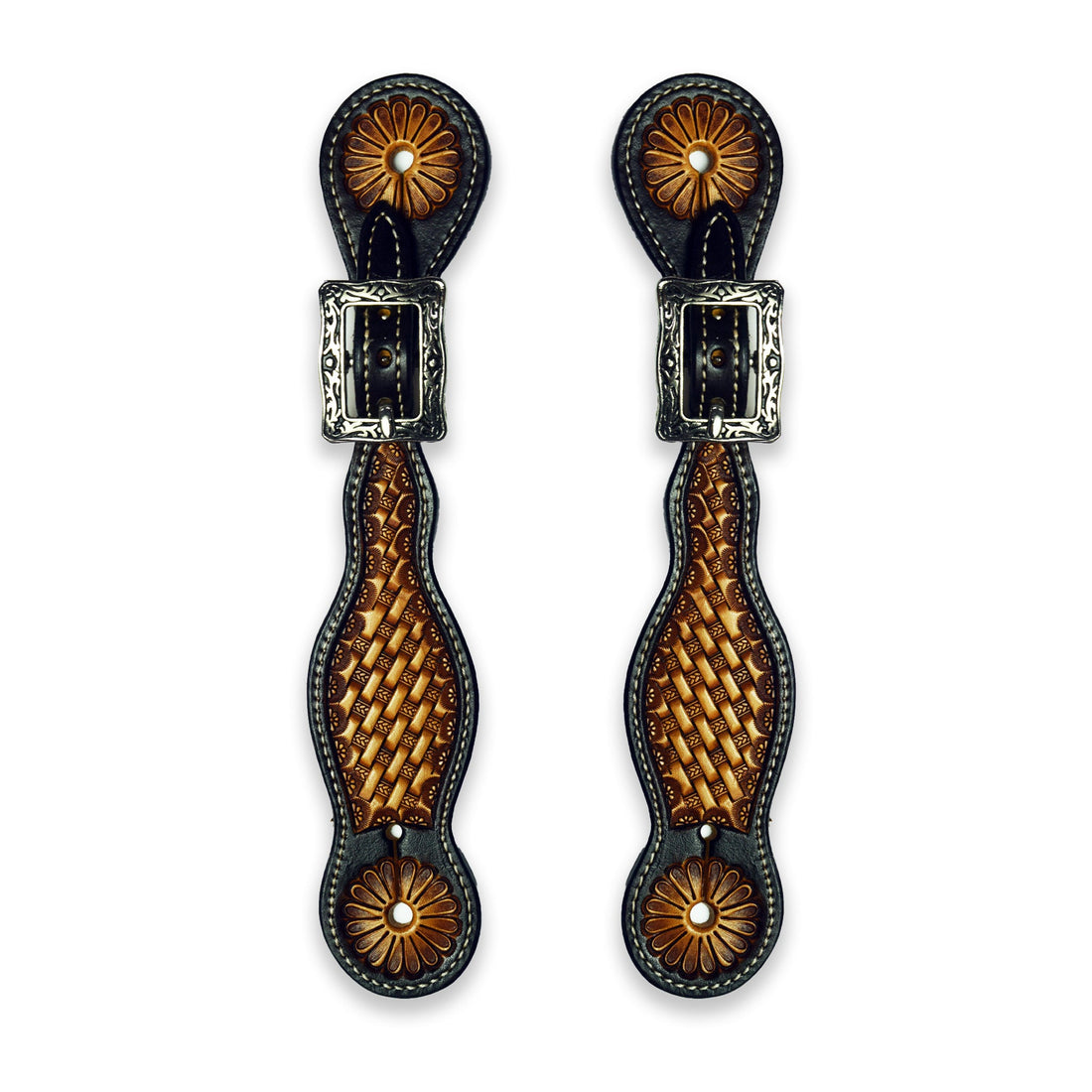 Ezy Ride Spur Strap Basket Stamping with Antique Style Buckle Two Tone