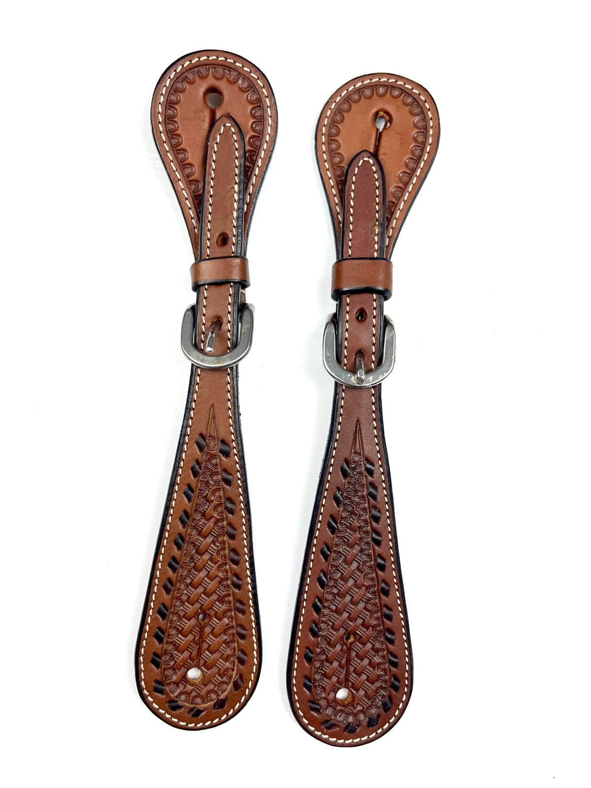 Ezy Ride Spur Strap with Stamping and Laced Border