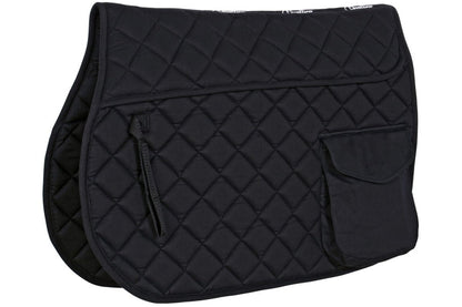 Flair Diamond Quilt Saddle Pad with pockets - Black