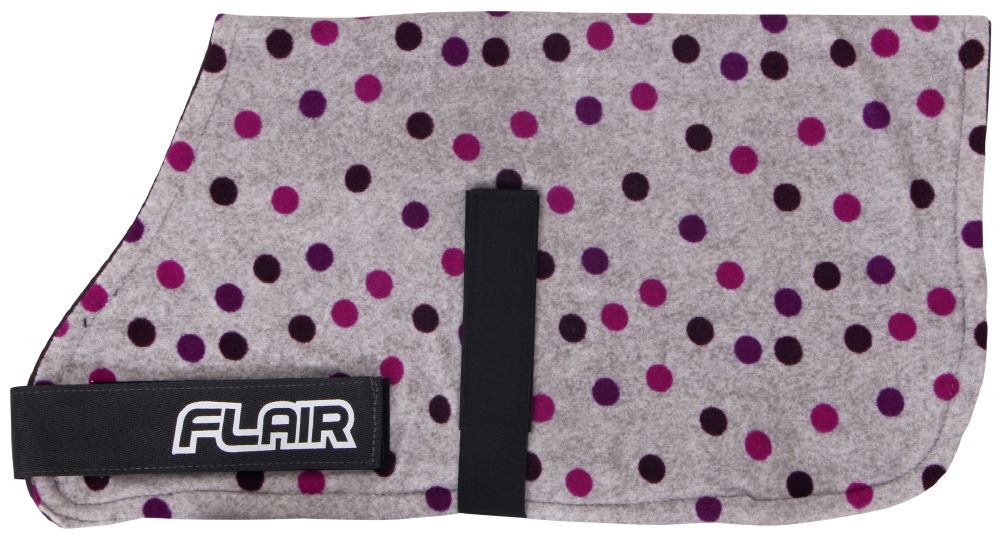 Flair Pattern Polar Fleece Dog Coat - Purple Dots