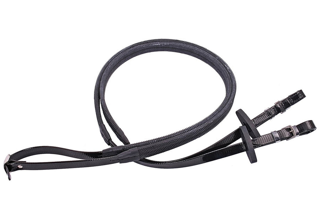 Flair Racewear Exercise Rubber Grip Reins Billet End - Black