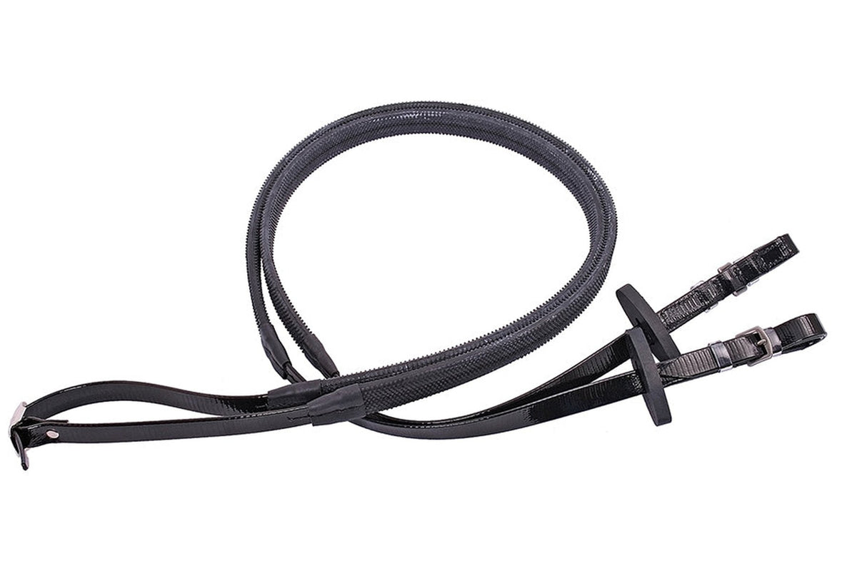 Flair Racewear Exercise Rubber Grip Reins Billet End - Black