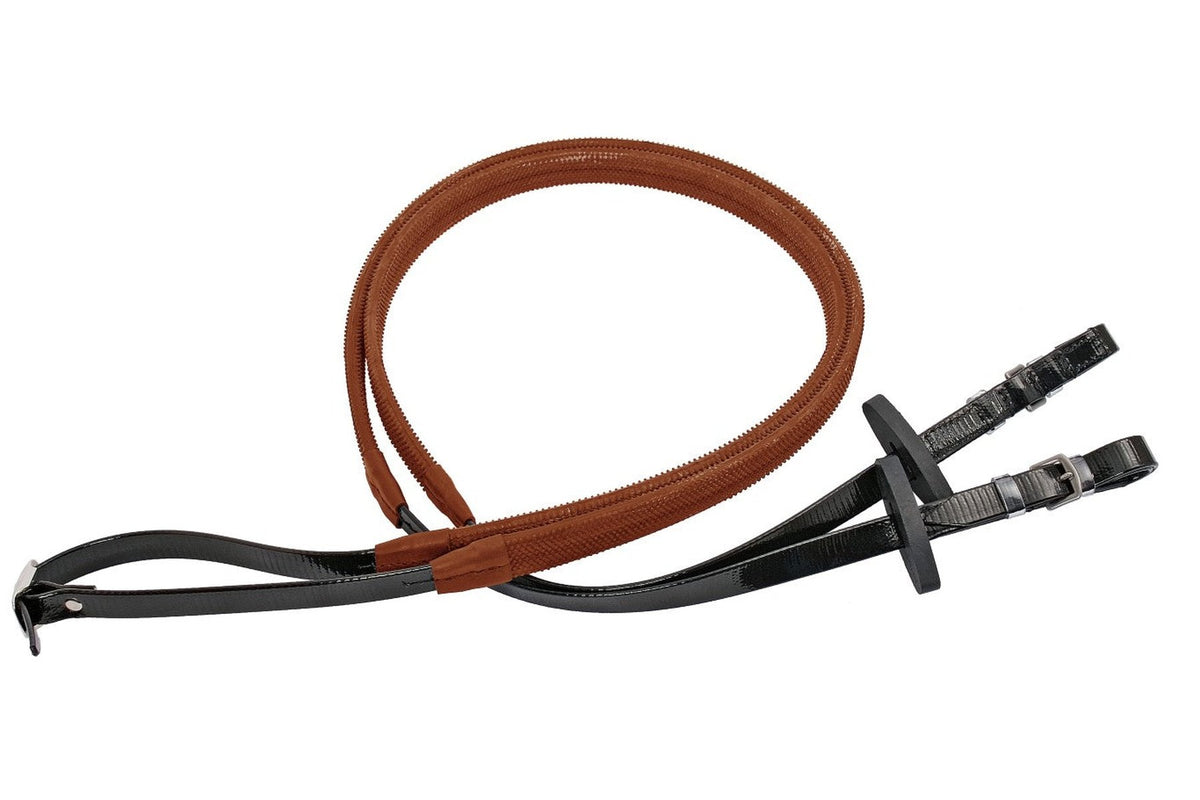Flair Racewear Exercise Rubber Grip Reins Billet End - Terracotta