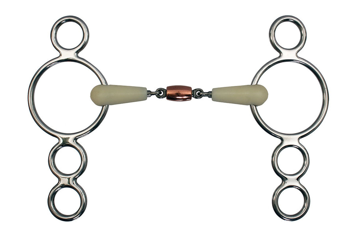Happy Mouth Double Jointed Dutch Gag Bit with Copper Roller