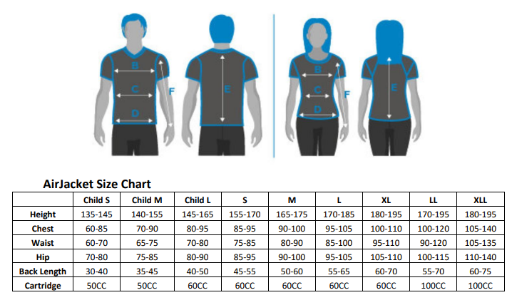 Helite Airnest Airvest - Sizes