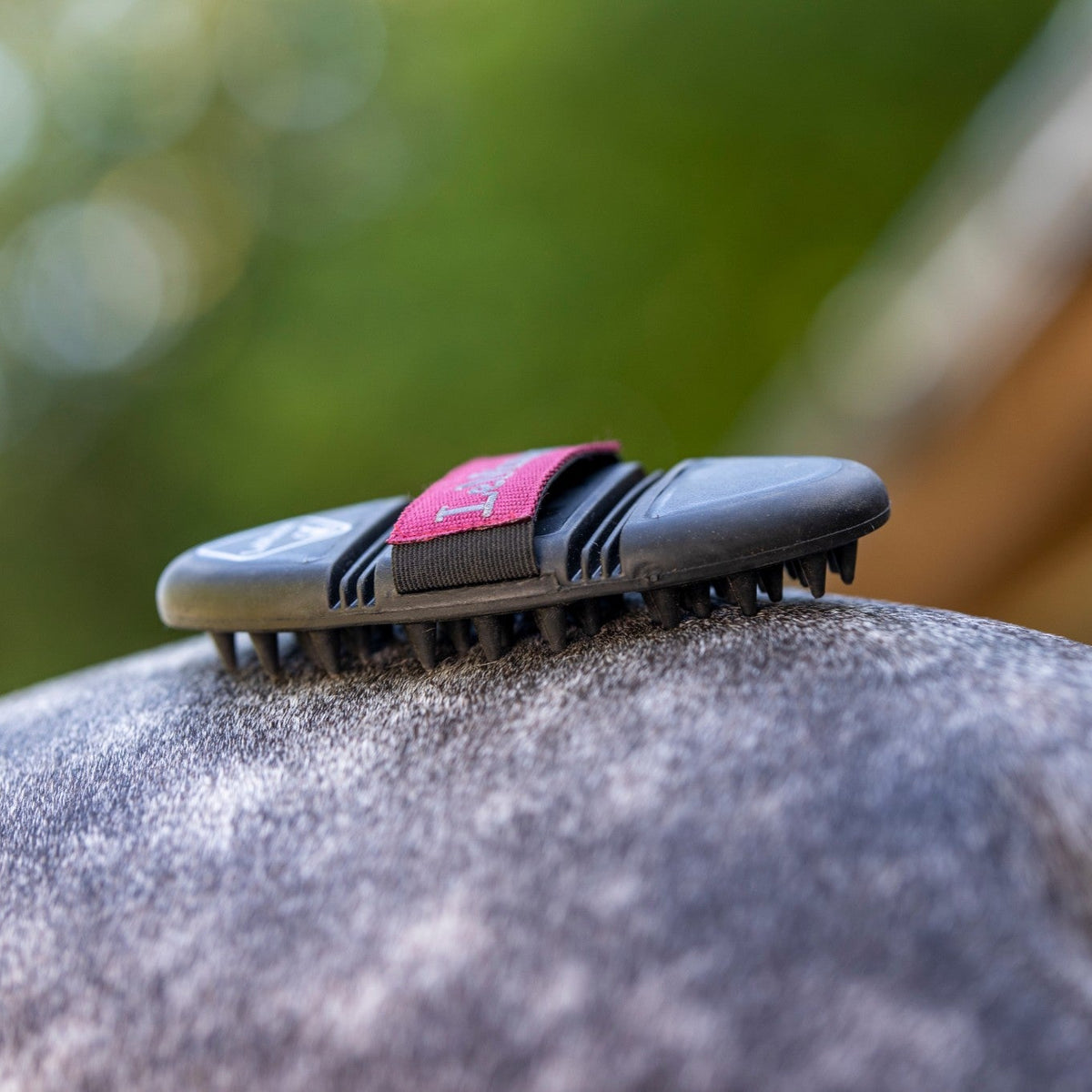 LeMieux Flexi Massage Brush Black lifestyle
