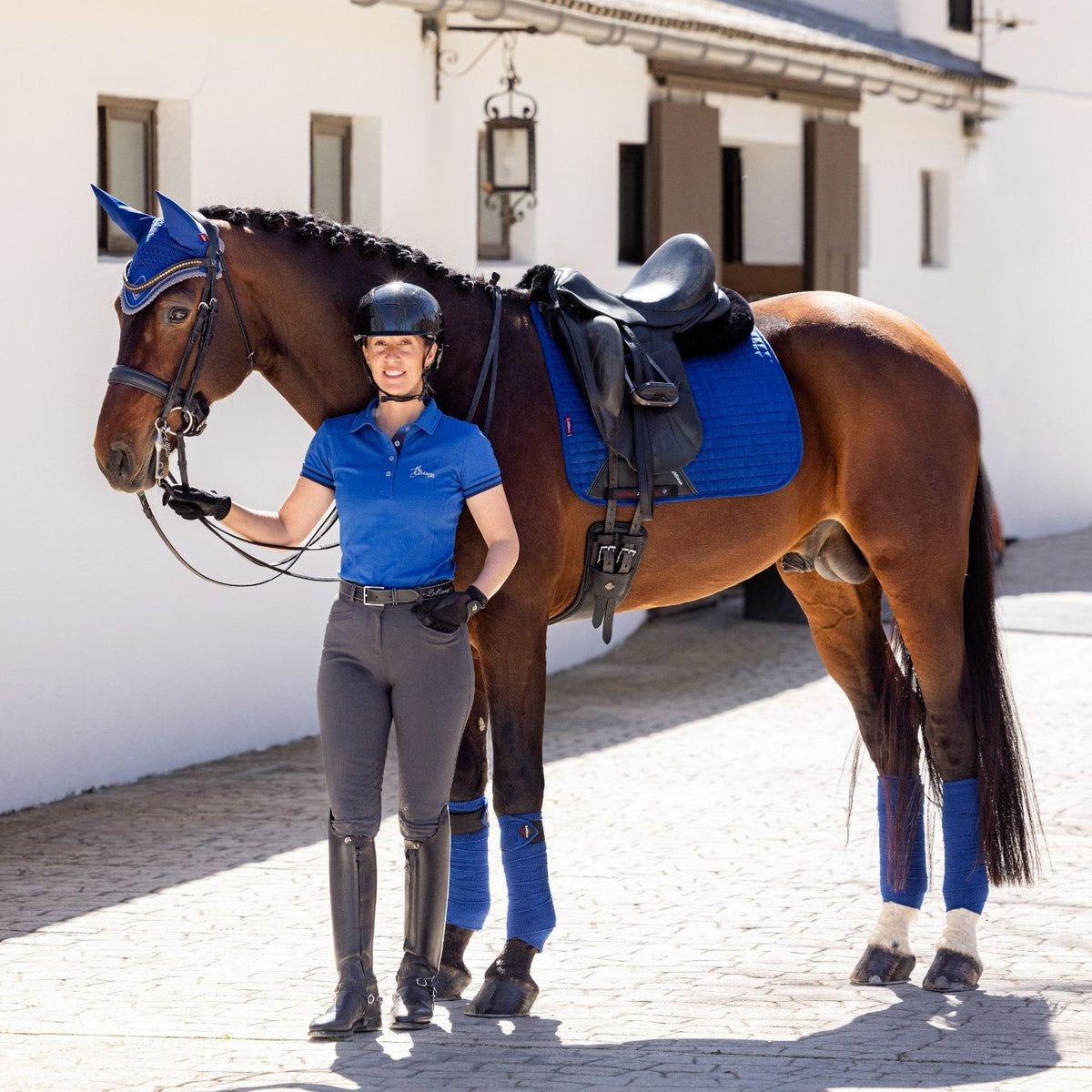 LeMieux Suede Dressage Square Benetton Blue lifestyle