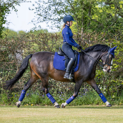 LeMieux Suede Dressage Square Ink Blue lifestyle