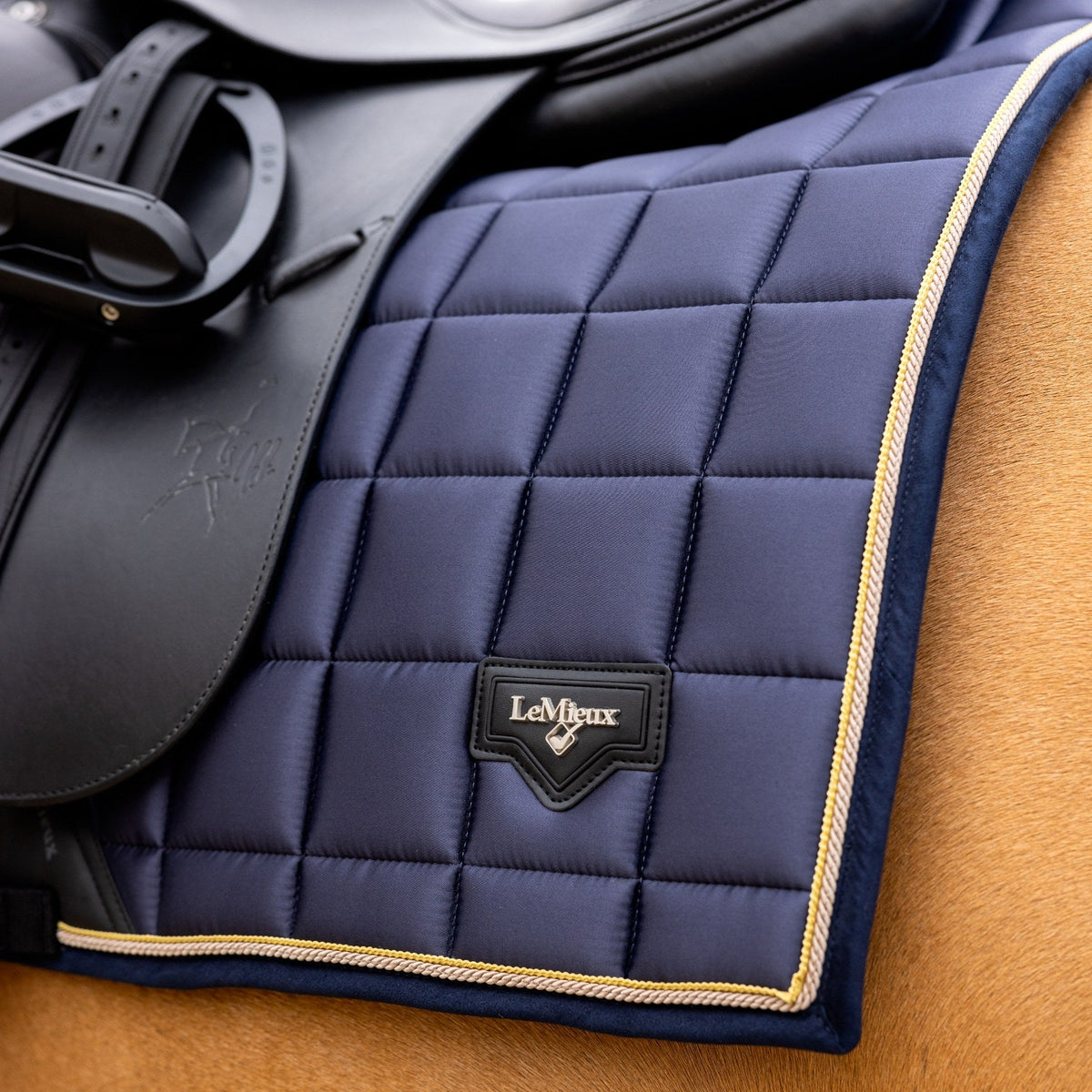 LeMieux Loire Classic Dressage Square Dusk Blue lifestyle