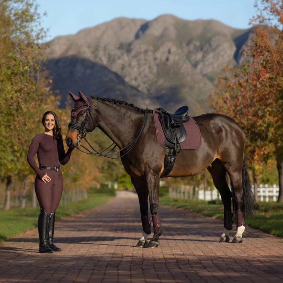LeMieux Essence Dressage Square Damson lifestyle