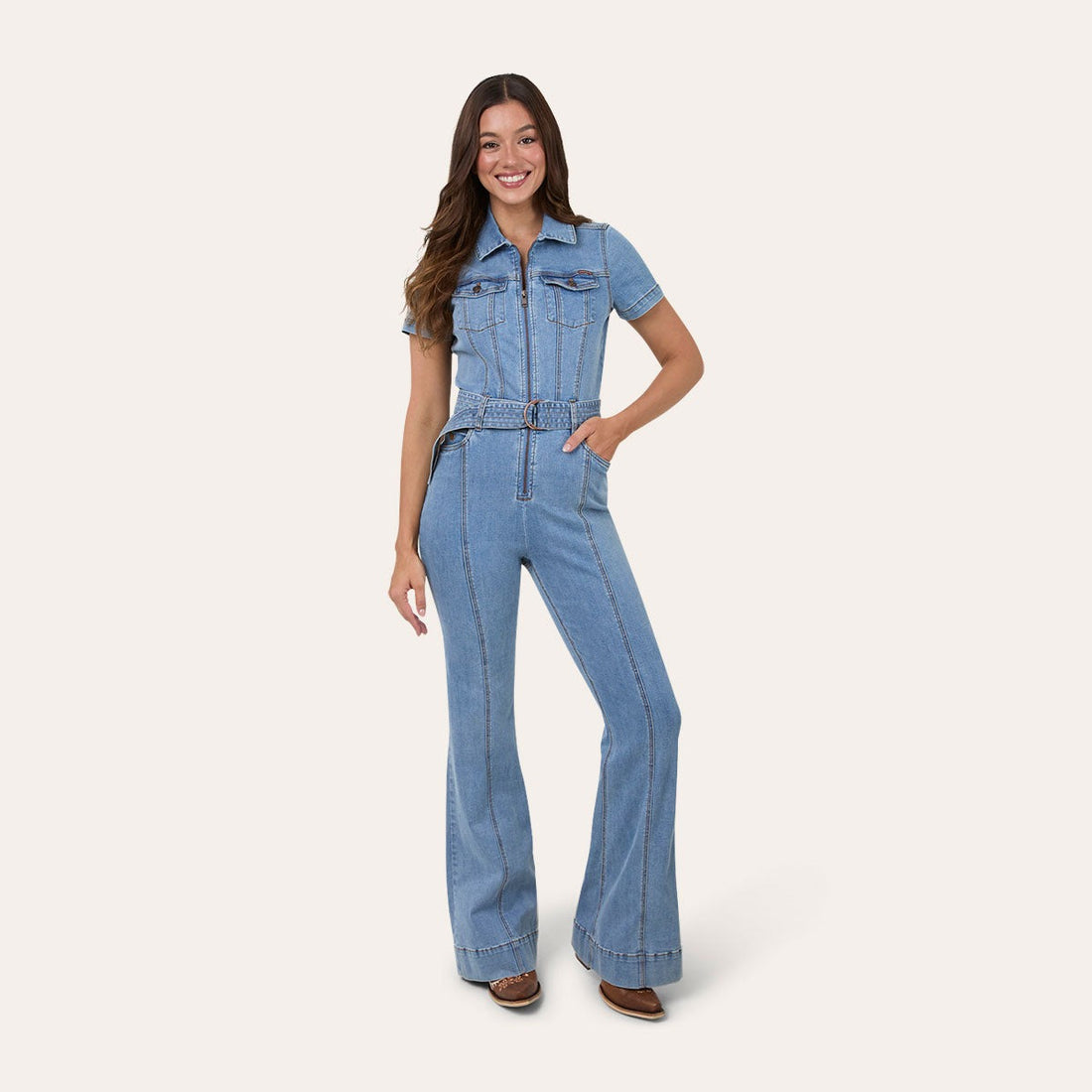 Ringers Western Jazmine Womens Bootleg Jumpsuit Light Blue