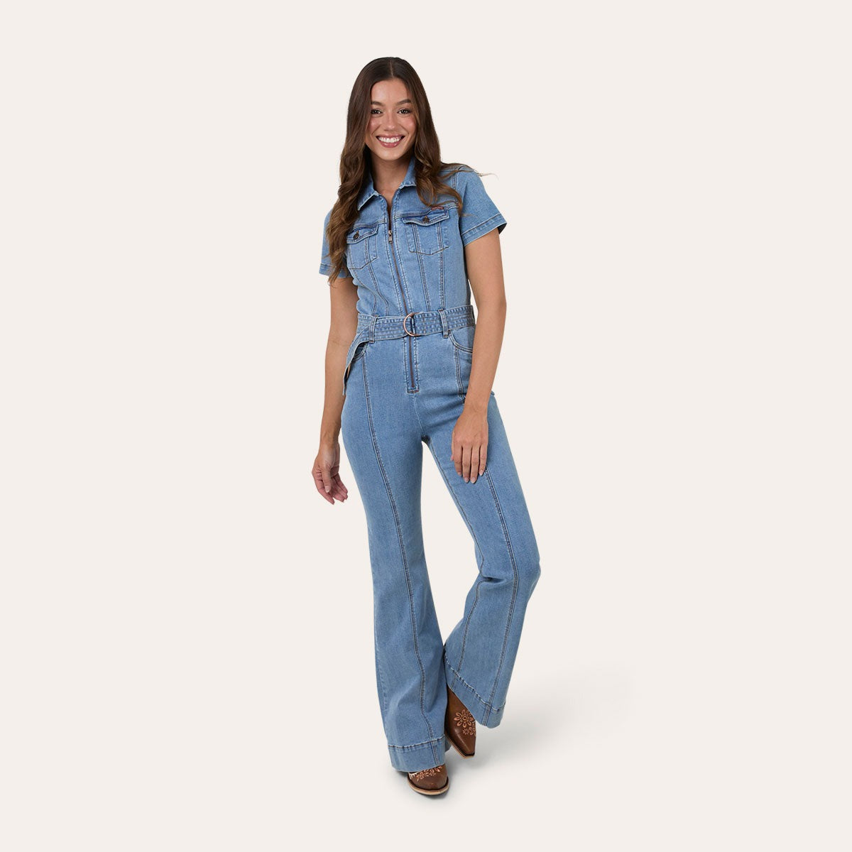 Ringers Western Jazmine Womens Bootleg Jumpsuit Light Blue