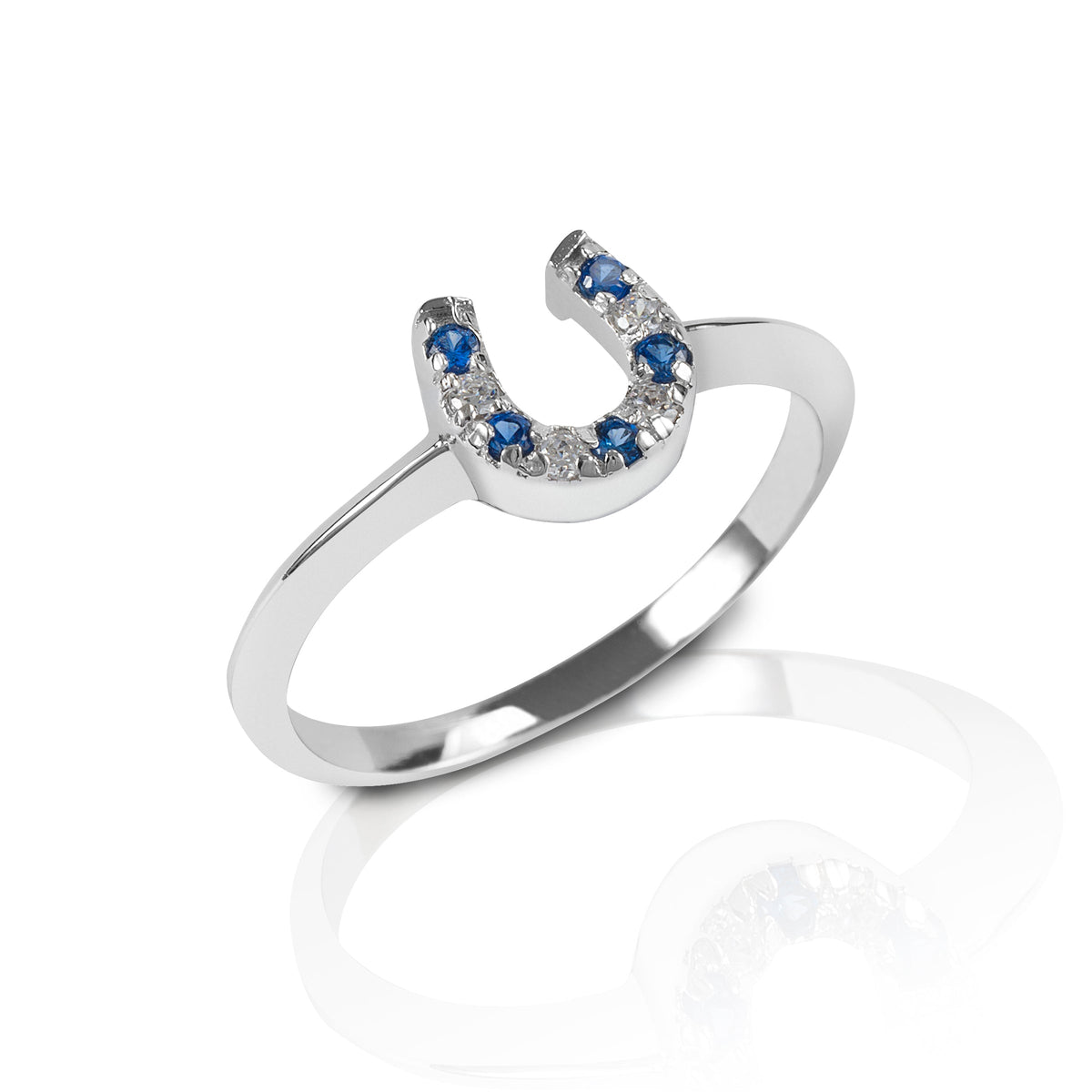 Kelly Herd Blue &amp; Clear Horseshoe Ring