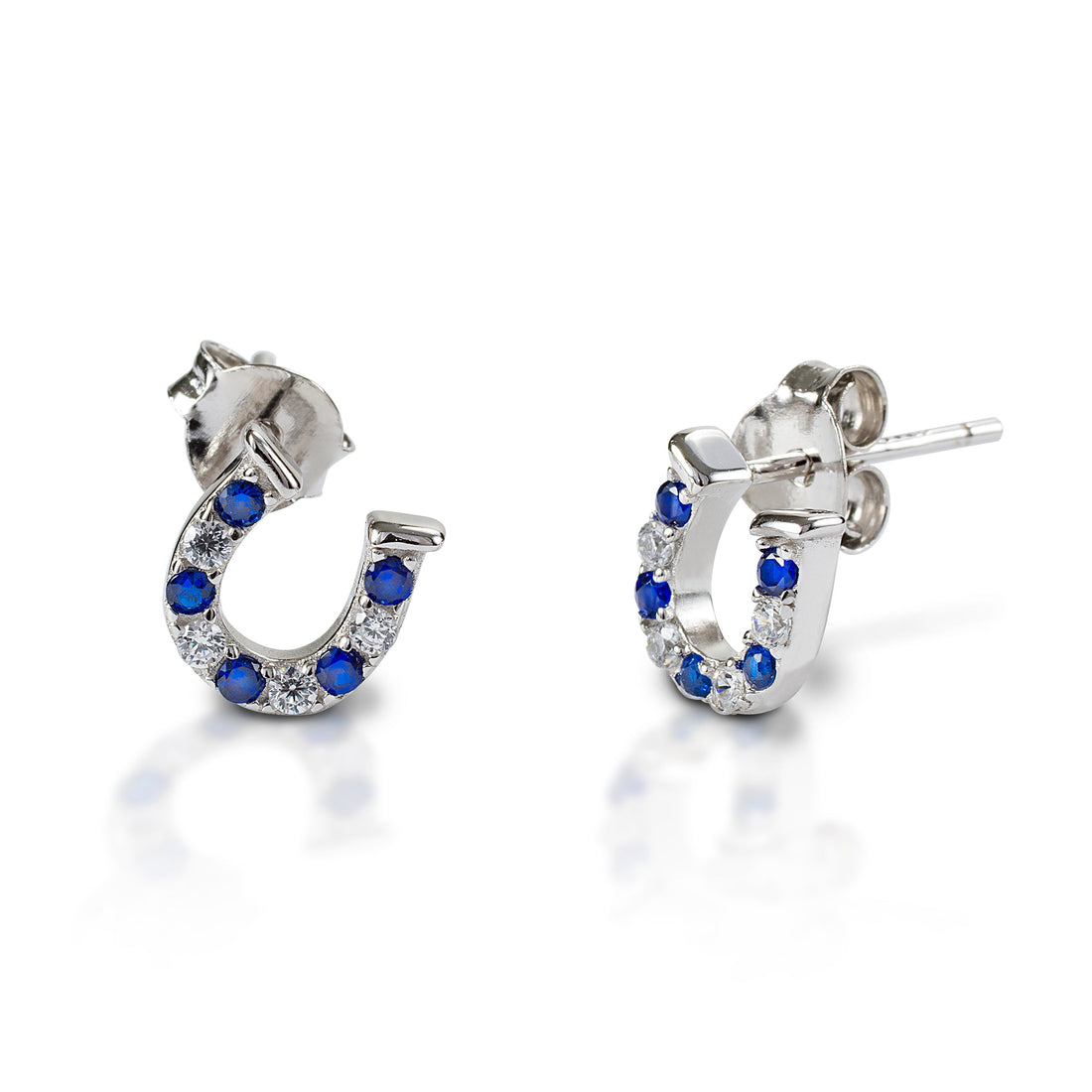 Kelly Herd Earrings Blue &amp; Clear Horseshoe Earrings