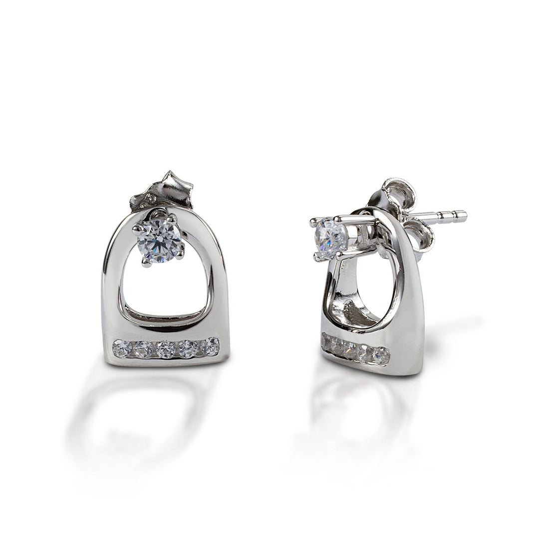 Kelly Herd Earrings Stud with Small English Stirrup Jackets - 13g