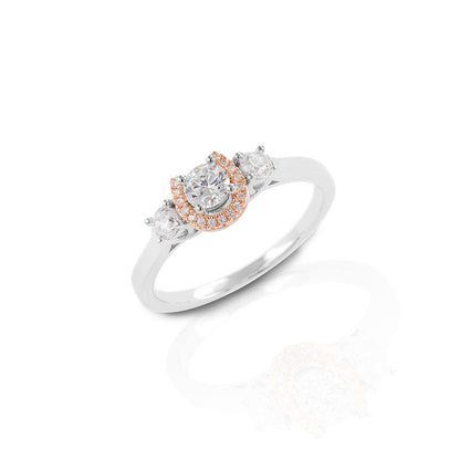 Kelly Herd Small Three Stone Rose 14k Gold Horseshoe Ring - 3