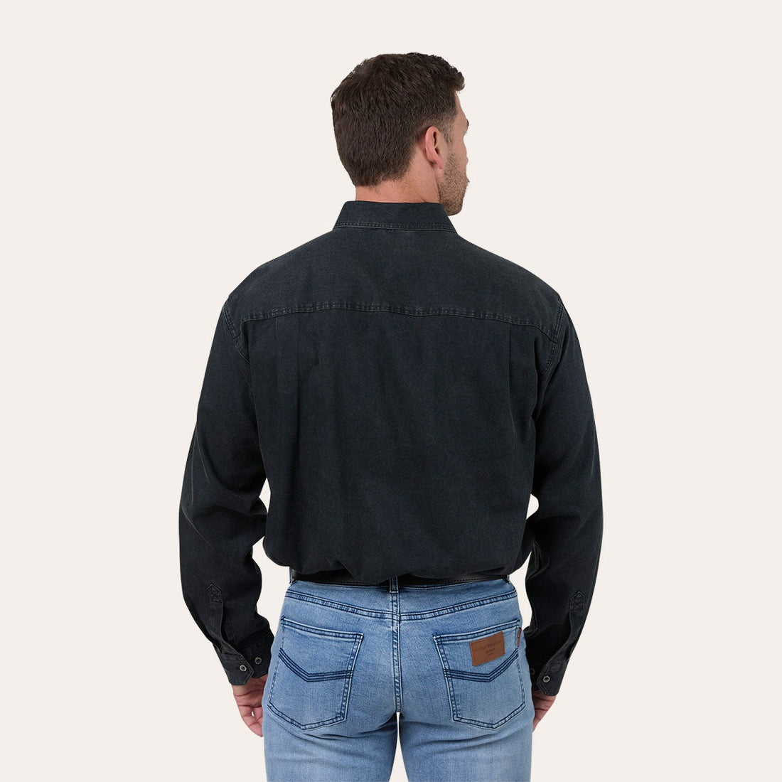 Ringers Western King River Rugged Mens Half Button Work Shirt Black