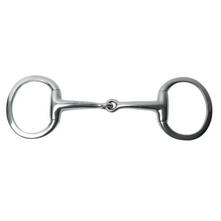 Korsteel Stainless Steel Thin Mouth Jointed Flat Ring Eggbutt Snaffle Bit