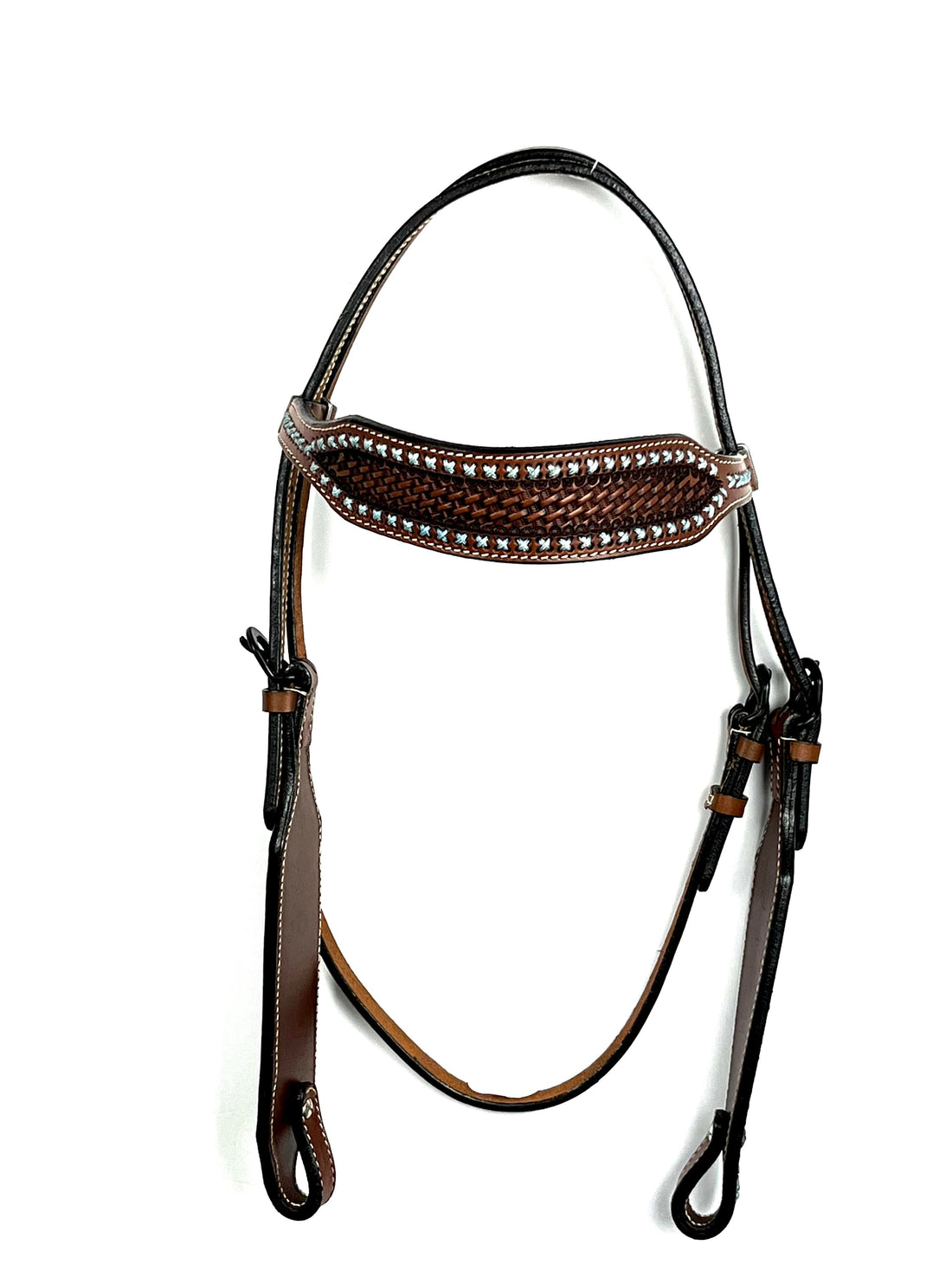 Ezy Ride Bridle Wide Brow with Turquoise Lace and Basket Stamped