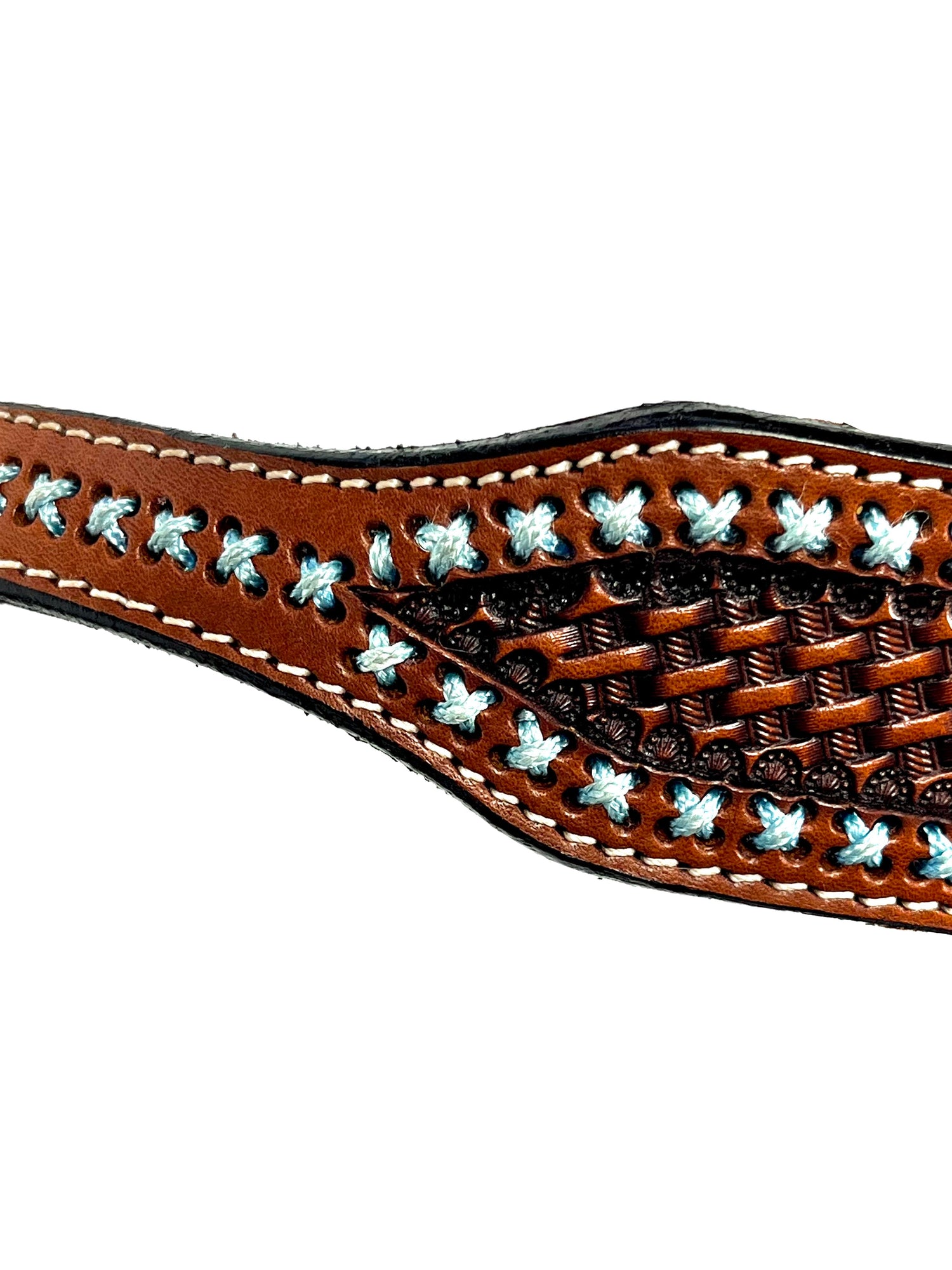 Ezy Ride Bridle Wide Brow with Turquoise Lace and Basket Stamped