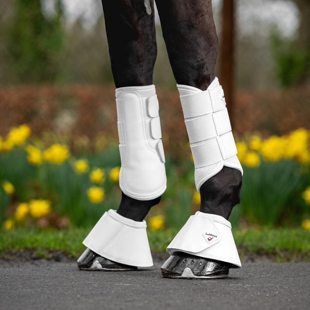LeMieux Mesh Brushing Boots White lifestyle
