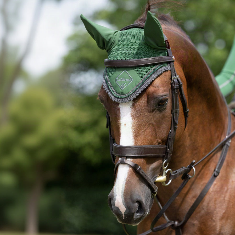 LeMieux Classic Fly Hood Hunter Green lifestyle