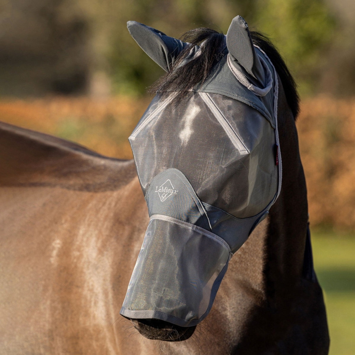 LeMieux ArmourShield Pro Full Fly Mask Grey lifestyle