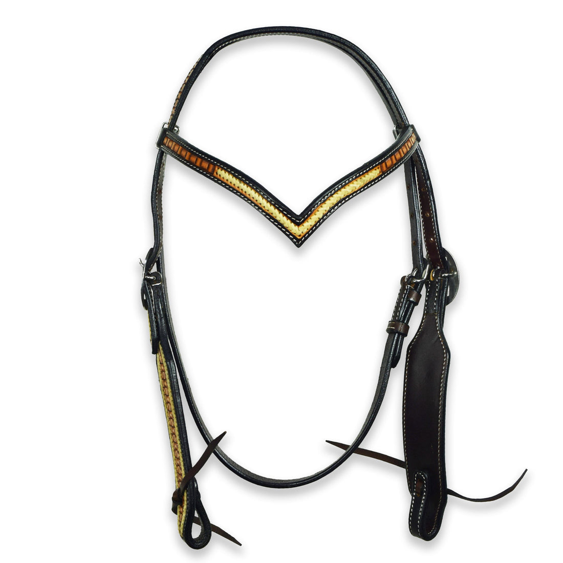 Ezy Ride Bridle V Brow with Rawhide Lacing Two Tone