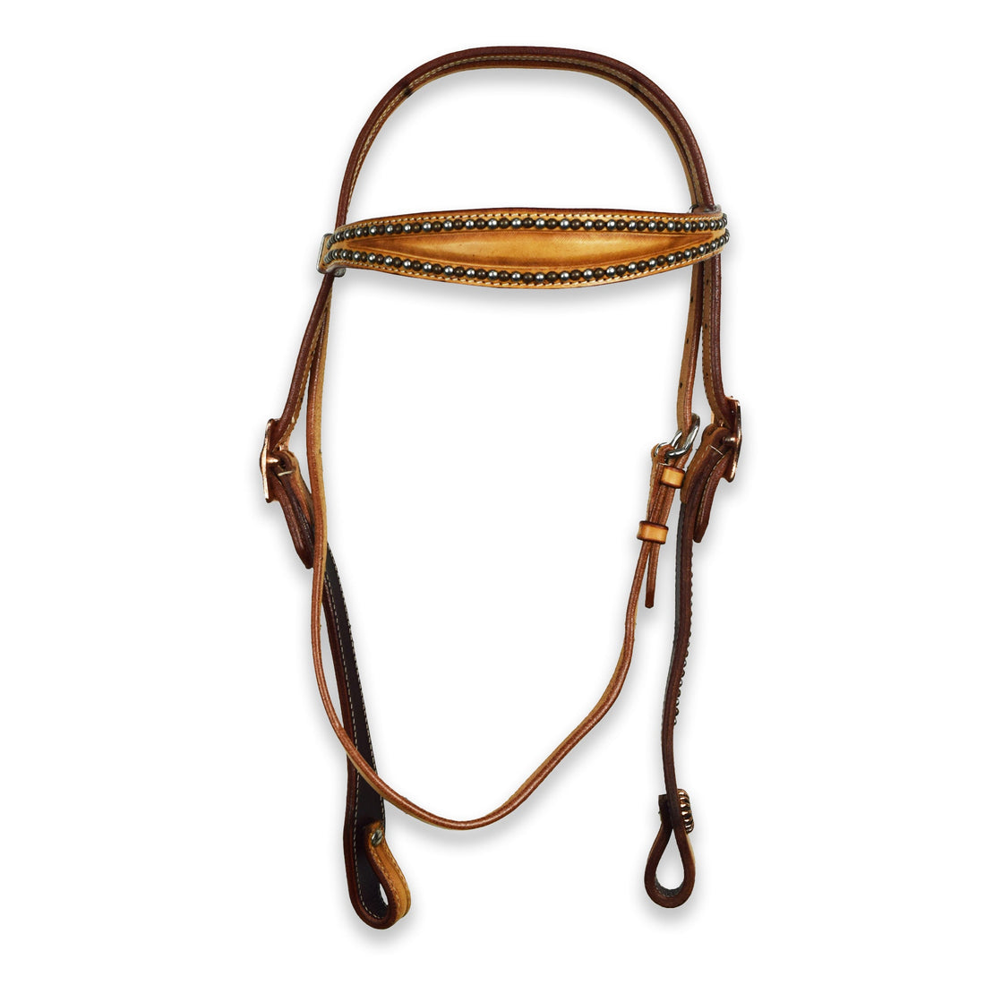 Ezy Ride Bridle Shaped Brow with Copper and Silver Spots Harness