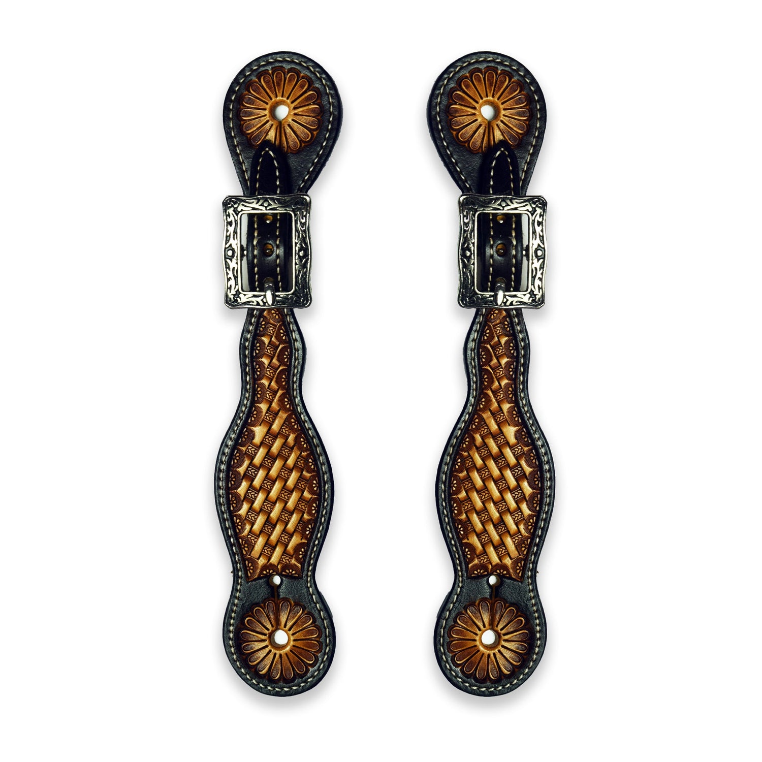 Ezy Ride Spur Strap Basket Stamping with Antique Style Buckle Two Tone