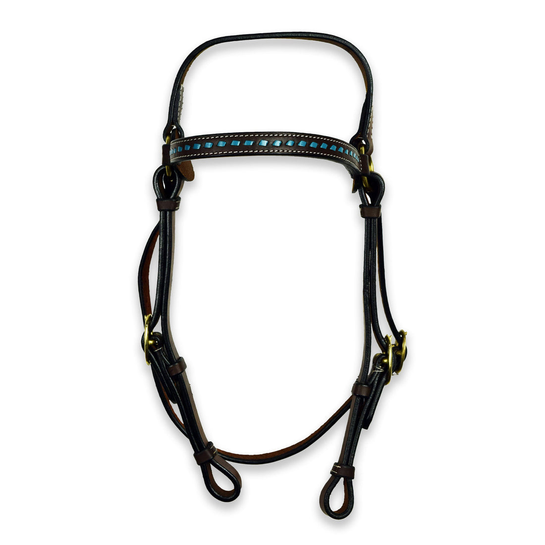 Ezy Ride Bridle Barcoo with Turq Laced Brow Oiled Harness