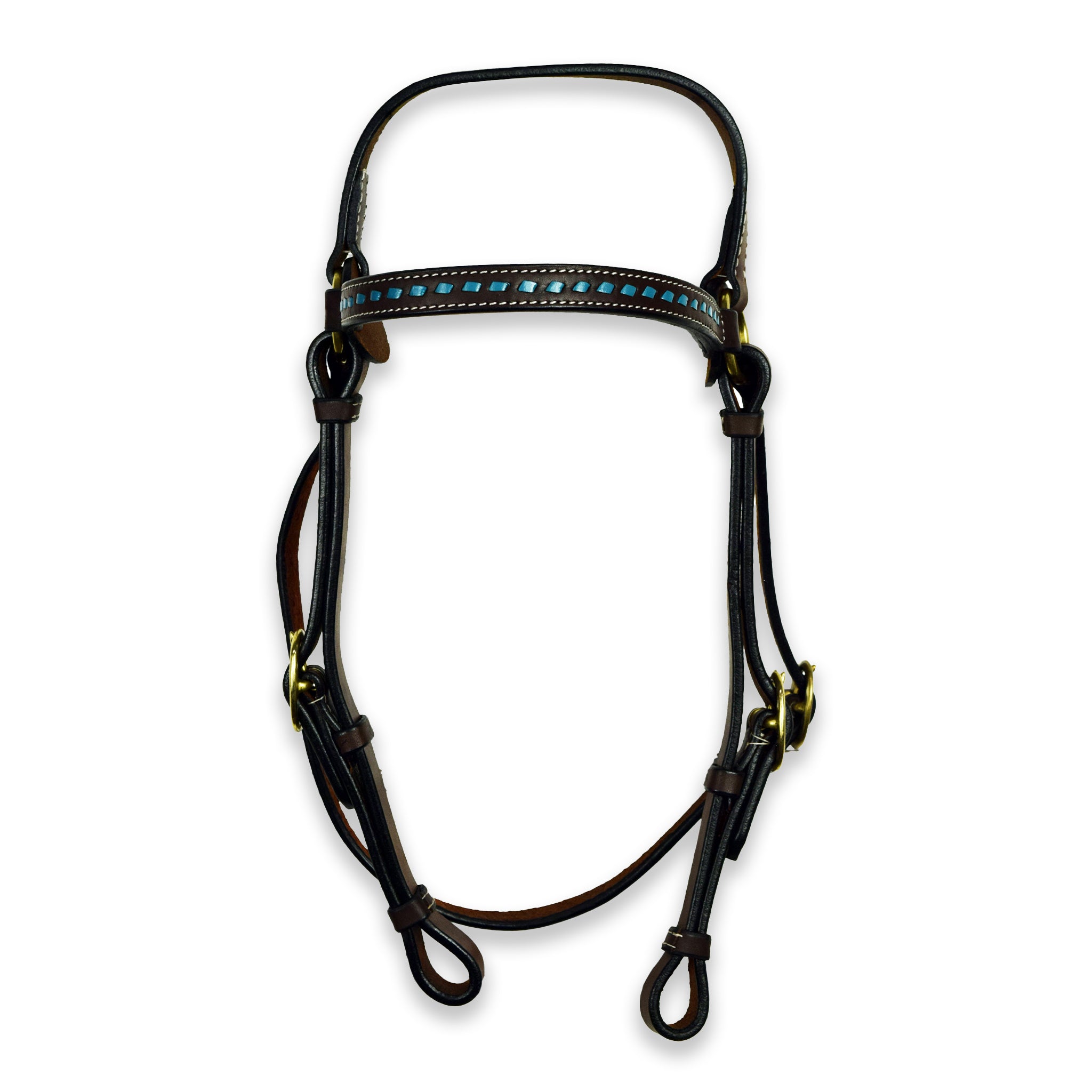 Ezy Ride Bridle Barcoo with Turq Laced Brow Oiled Harness