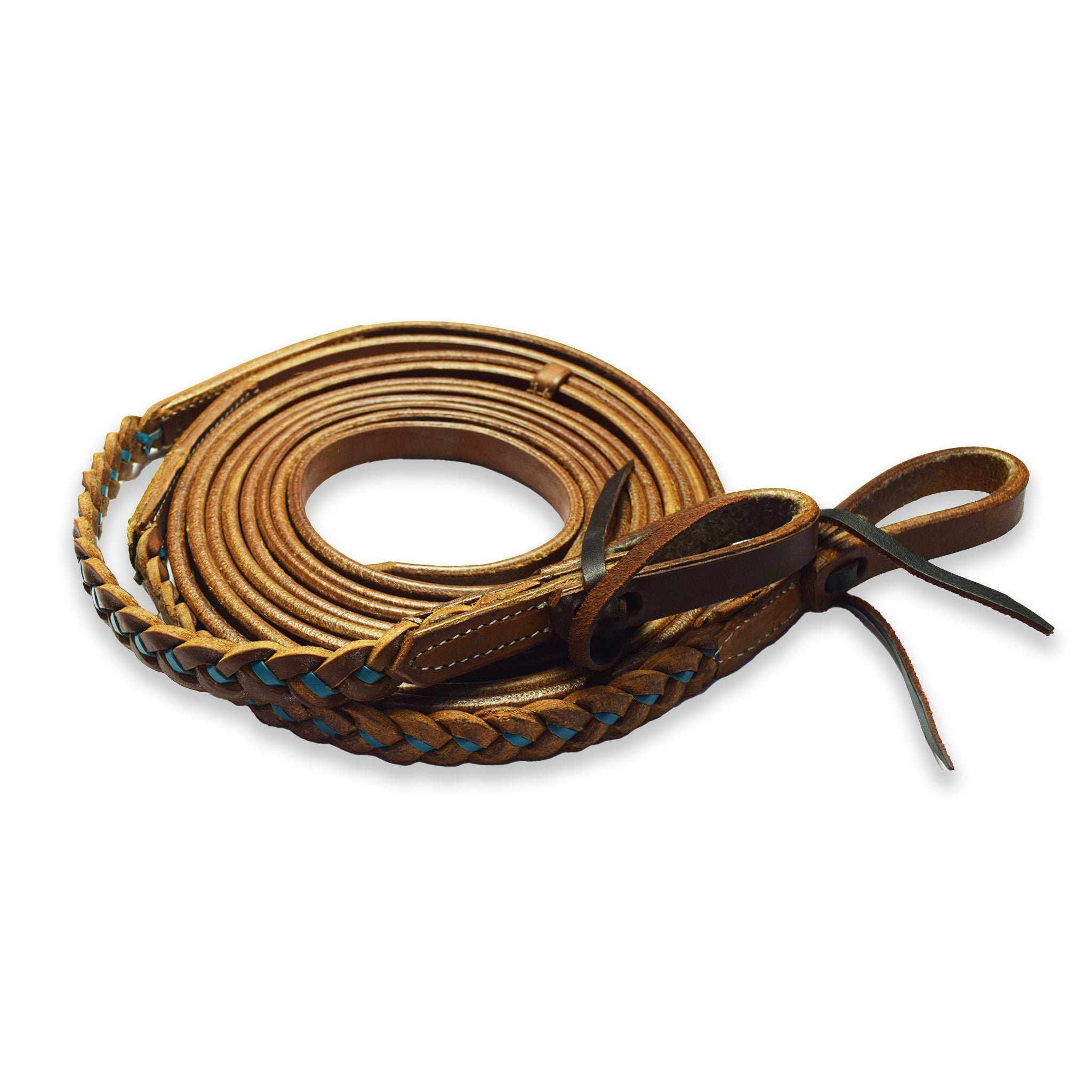 Ezy Ride Reins Split with Blue Plaiting Harness